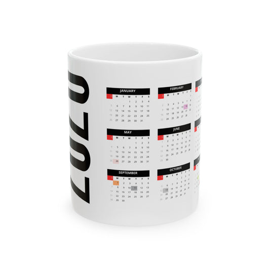 Calendar Mug – Custom Printed Coffee Cup with 2025 Monthly Calendar Design – Unique Gift for Any Occasion