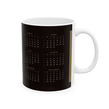 Calendar Mug – Custom Printed Coffee Cup with 2025 Monthly Calendar Design – Unique Gift for Any Occasion