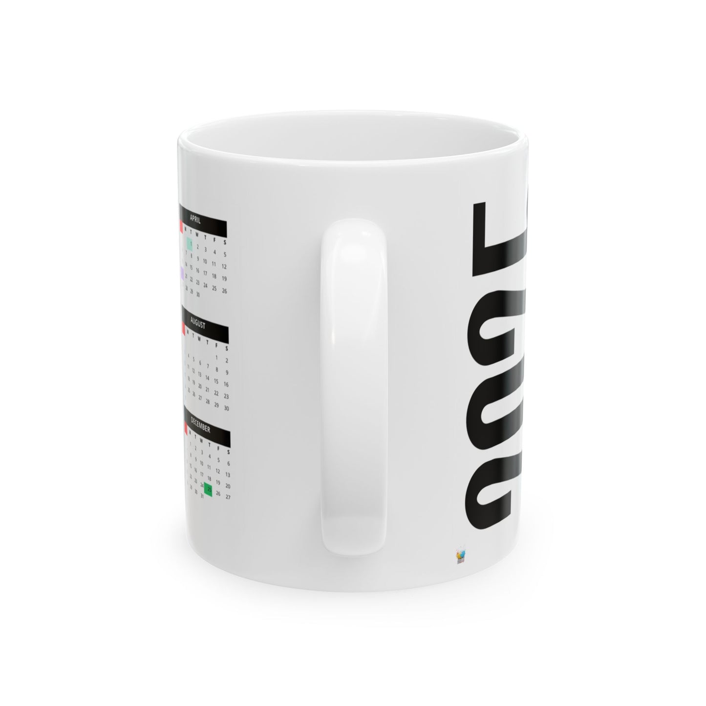 Calendar Mug – Custom Printed Coffee Cup with 2025 Monthly Calendar Design – Unique Gift for Any Occasion