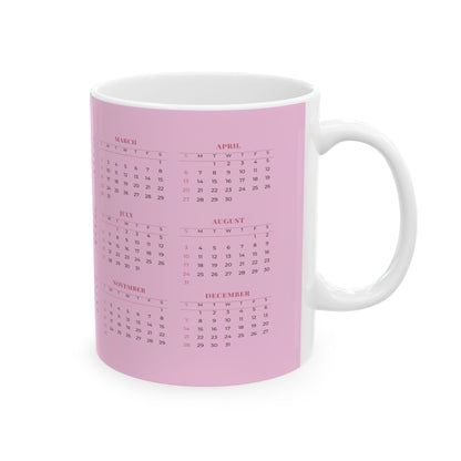 Personalized Calendar Mug – Custom Printed Coffee Cup with 2025 Monthly Calendar Design – Unique Gift for Any Occasion