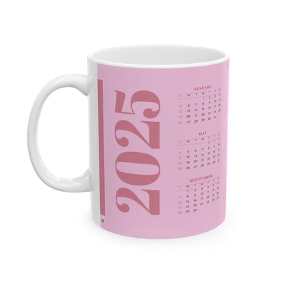 Personalized Calendar Mug – Custom Printed Coffee Cup with 2025 Monthly Calendar Design – Unique Gift for Any Occasion